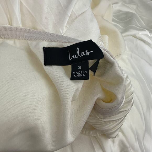 Lulus White One Shoulder Pleated Midi Dress M Grecian Formal Prom Wedding - Picture 9 of 9